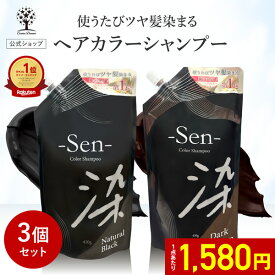 【1点あたり1,580円】【公式】【3個セット】 白髪染め シャンプー 450g 1本で3役 カラーシャンプー 白髪 白髪隠し 白髪ぼかし シャンプー トリートメント ヘアマニュキュア ブラック ブラウン ヘアカラー 髪 黒 茶 簡単 全体染め リタッチ Sen 染 日本製 バレンタイン
