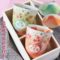 【名入れギフト 陶器】有田焼　グラデーション 桜もみじ プレミアム　フリーカップ　選べるペアセット A-…