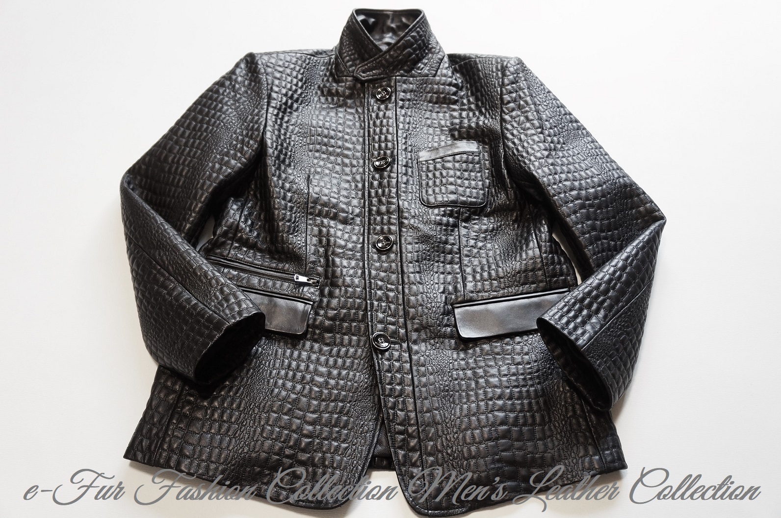 レディース（13号） レザージャケット クロコダイル 羊革100% ブラック 
