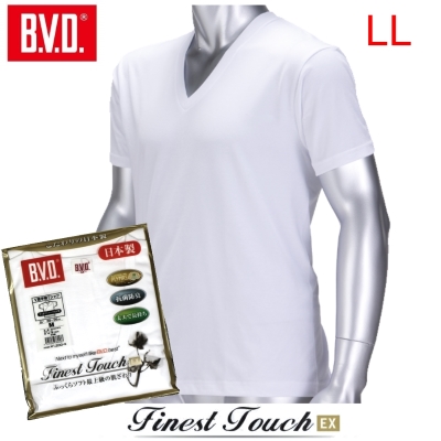 LL BVD新シリーズ GOLDを引き継いだ最上級モデル 快適フィット 店 科学のカッティング 期間限定特価品 BVD 深V首 B.V.D FE344 半袖紳士インナーシャツ FinestTouch