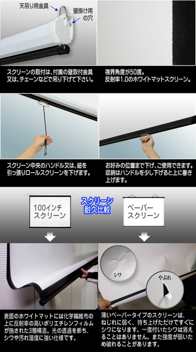 楽天市場】[インボイス対応！] プロジェクタースクリーン 【 手動 100 