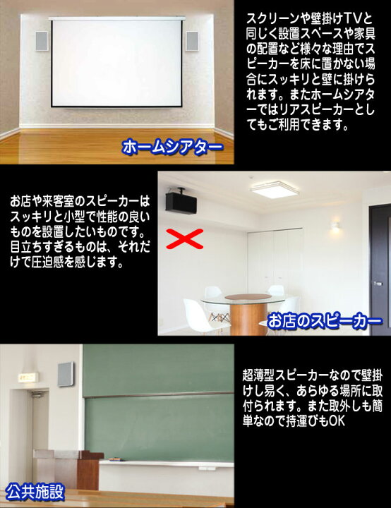 楽天市場】壁掛けスピーカー 【 ウォールスピーカー ホワイト 】超薄型