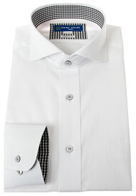 ワイシャツ 形態安定 長袖 ホワイト 白ドビーストライプ カッタウェイ 標準 シャツハウス メンズ カッターシャツ 2406ss