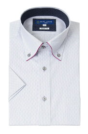 ワイシャツ 形態安定 半袖 パープル ドビー ボタンダウン レギュラーフィット 消臭 吸水速乾 シャツハウス メンズ