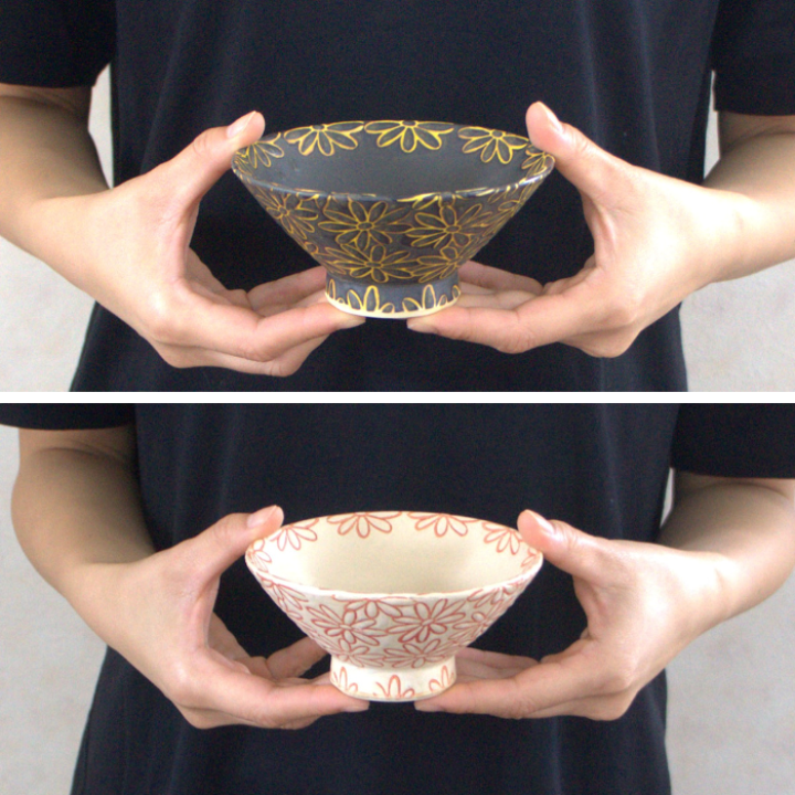 楽天市場】波佐見焼 茶碗 撥水花散らし 長十郎 花柄 茶付 夫婦