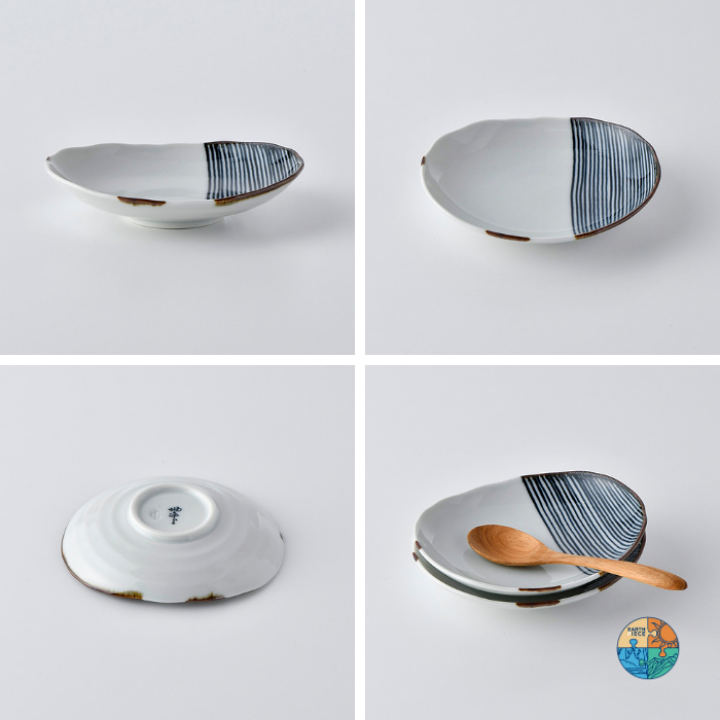 楽天市場】波佐見焼 ハーフライン 楕円プレートS なぶり銘々皿