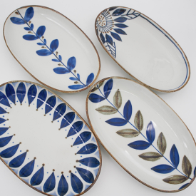 波佐見焼 皿 ブルーシリーズ 布目楕円皿 翔芳窯 プレート 食器 食洗器対応 お皿 おしゃれ プレゼント ギフト