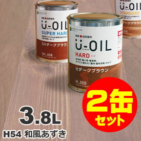 2缶セット割引！U-OIL（ユーオイル） オイルステイン ハード H54 和風あずき[3.8L×2缶] 屋内外 木部用 国産 自然塗料