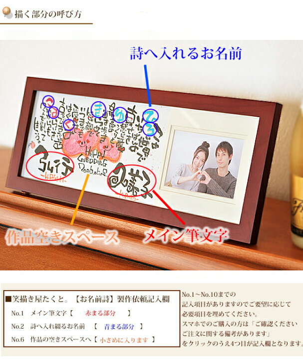 楽天市場 ウエルカムボード 結婚祝い 写真入り プレゼント 名前詩 名前ポエム 名前ギフト詩 木製横長 写真デザインa 筆文字アート 2人用 結婚式 二次会 結婚記念日 紙婚式 銀婚式 誕生日 夫婦 カップル 恋人 妻 プレゼント 名前 手書き メッセージ 贈り物 名前詩
