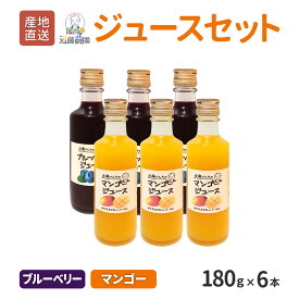 【クーポン利用で200〜5000円OFF】【ホワイトデーにおすすめ】鹿児島県産 フルーツジュース 180g 6本セット ( ブルーベリー マンゴー 各3本 ) 詰め合わせ くだもの 果実 国産 鹿児島県 ホワイトデー 職場 同僚 取引先 産地直送 お取り寄せ ギフト プレゼント 贈り物 送料無料
