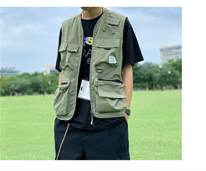 釣り ベスト おしゃれ アウトドア フィッシング メンズ シニア 綿 多機能 前開き 便利 マルチポケット 登山 レジャー キャンプ 大きいサイズ ミリタリー 春秋 ベージュ カーキ 赤 ストアー
