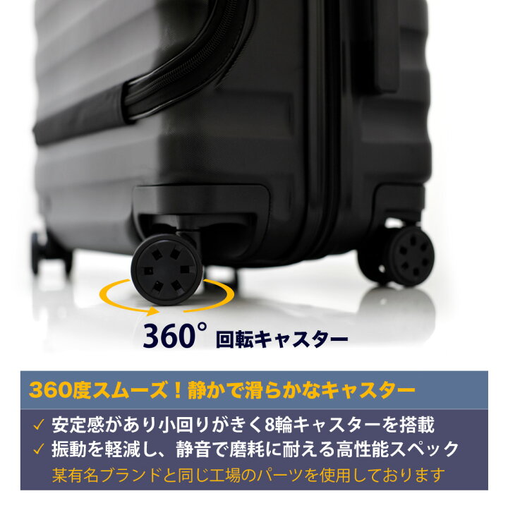 楽天市場 送料無料 スーツケース 機内持ち込み Maxサイズ フロントオープン 大容量 40l 1 4泊対応 マット加工 多収納ポケット 8輪 キャスター ダイヤル式 Tsaロック Pcホルダー トップオープン キャリーケース ビジネス 出張 旅行 Epb 1年保証 Endless Trip 楽天市場店