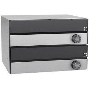 ダイケン ポスト 大型郵便物対応型 集合郵便受 ポステック 前入れ前出し CSP-131Y-2DK 静音ダイヤル錠 横型 2戸用 フラップ黒