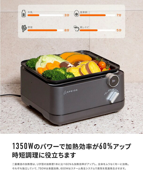 楽天市場】マルチスチームホットプレート 簡単調理 多機能 5秒で高速 