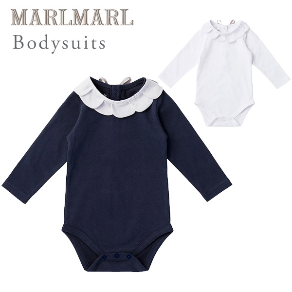マールマール ボディースーツ MARLMARL bodysuits(70-80cm) ペタルネイビー / ペタルホワイト【マールマール  ボディースーツ】 【ボディー肌着】 【ベビー服】 【赤ちゃん 肌着】 【出産祝い 女の子】 【ハーフバースデー 服】 【ギフト】 【即納】 | 