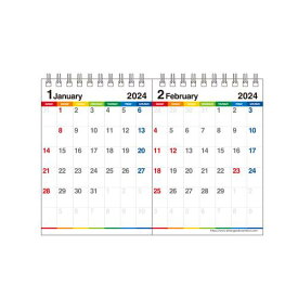 [メール便可] カレンダー 卓上 B6 2024年 1月始まり カラーバー 2か月 書き込み シンプル 公式通販サイト