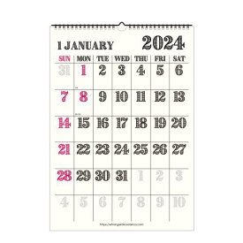 カレンダー 壁掛け B3 2024年 1月始まり ブリム VERTICAL シンプル 公式通販サイト