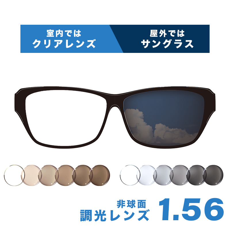 メガネレンズ レンズ交換 ItoLens フォト調光レンズ交換カラー 1.56非球面設計 度付きレンズ メガネ レンズ交換 度付き