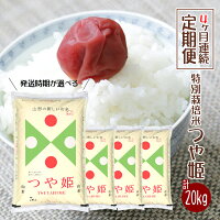 【ふるさと納税】≪4ヶ月定期便≫ 特別栽培米 つや姫 5kg×4ヶ月連続 計20kg 山形県庄内産 ご希望期間の毎月下旬頃お届け 米 お米 精米 白米 定期便