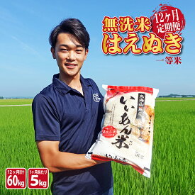 【ふるさと納税】≪定期便≫ 一等米 無洗米 はえぬき 5kg×12ヶ月連続 計60kg 山形県庄内産 ご希望の毎月中旬頃お届け 米 定期便