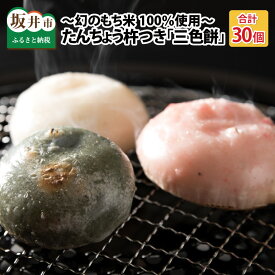 【ふるさと納税】 【年内発送可能！(12月24日決済完了分まで)】 たんちょう杵つき「三色餅」5個 × 6パック 計30個 特別栽培もち米使用！ 〜幻のもち米100％使用〜 【つきたて モチモチ 添加物・保存料不使用 お雑煮 ぜんざい おやつにも 餅 もち おもち お餅 丸もち】