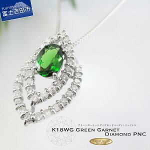 【ふるさと納税】 ネックレス ダイヤモンド グリーンガーネット ペンダント アクセサリー K18 ホワイトゴールド 宝石 ジュエリー プレゼント レディース ギフト 女性 MJ679 1月 4月 誕生石 誕生