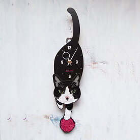 【ふるさと納税】白黒ハチワレ-猫の振り子時計 C-CC-047A