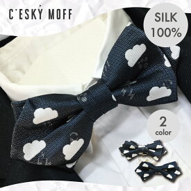 【ふるさと納税】 ネクタイ 蝶ネクタイ CESKYMOFF 雲小紋柄 天気 チェスキーモフ 雲 クラウド　モチーフ シルク ギフト 父の日 ギフト ラッピング可 日用品 高知 須崎 ふるさと納税