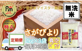 【ふるさと納税】【定期便】《無洗米》さがびより2kg×3袋×5回 B543
