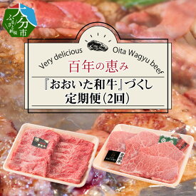 【ふるさと納税】百年の恵み『おおいた和牛』づくし定期便（2回） 国産 大分産 牛肉 ブランド牛 豊後牛 肉質4等級以上 黒毛和牛 牛カルビ ステーキ 牛肩うす切り 薄切り スライス 焼肉 バーベキュー ギフト 冷凍 T10005