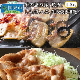 【ふるさと納税】米の恵み豚/焼肉,しゃぶしゃぶ,生姜焼き堪能1.5kg