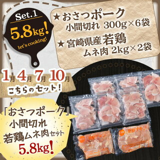 大容量!隔月5回お届け!「おさつポーク」と宮崎県産若鶏定期便