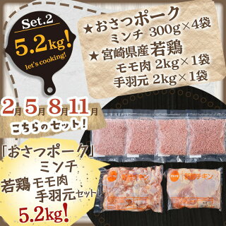 大容量!隔月5回お届け!「おさつポーク」と宮崎県産若鶏定期便