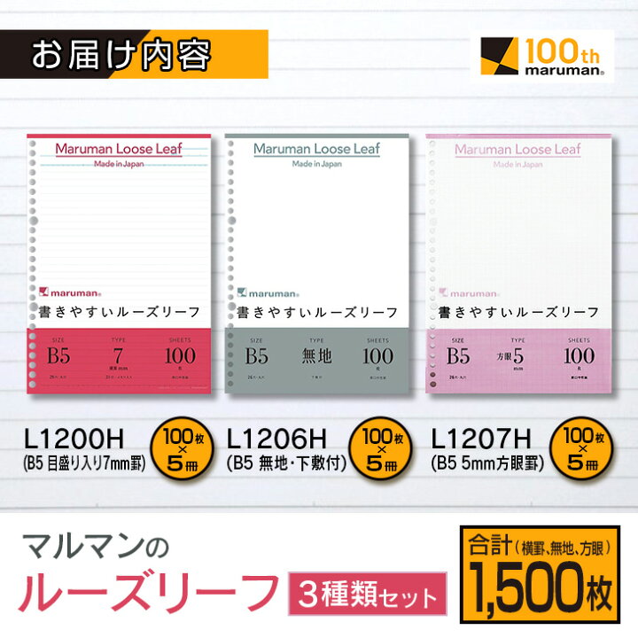 訳ありセール 格安 マルマン 書きやすいルーズリーフ B5 無地 下敷付 100枚 L16h Materialworldblog Com