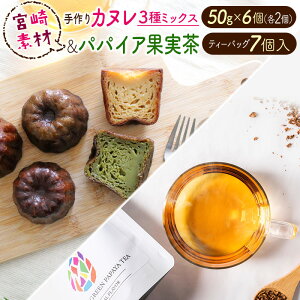 【ふるさと納税】宮崎素材の手作りカヌレ！3種ミックスタイプ＆パパイア果実茶