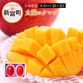 【ふるさと納税】最上級 完熟マンゴー 宮崎県産 太陽のタマゴ（大玉 3L×2玉) 送料無料 化粧箱入り 冷蔵 糖度15度以上 フルーツ 果物 ※2020年4月中旬から7月下旬にかけて順次出荷