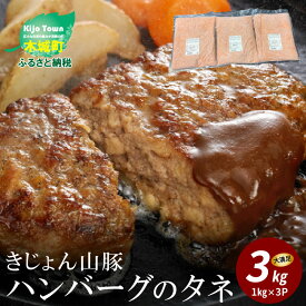 【ふるさと納税】きじょん山豚 ハンバーグのタネ 3kg - 半調理済み食品 アレンジ ハンバーグ/餃子/ロールキャベツ ポークハンバーグ 豚肉 みやざきサンミート季穣 ブランド豚 送料無料 【宮崎県木城町】