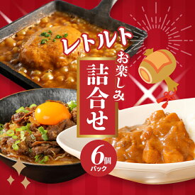 【ふるさと納税】福袋 お楽しみレトルト詰め合わせ6パックセット - 3種類のレトルト食品 パウチ レトルトカレー/牛丼の具/ハンバーグカレー 常温保存 1人暮らし 新生活応援セット 湯煎調理 お取り寄せグルメ ご当地グルメ 保存食 送料無料【宮崎県木城町】