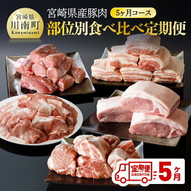 【ふるさと納税】 宮崎県産豚肉部位別食べ比べ定期便「5ヶ月コース」 - 宮崎県産 川南町産 肉 豚肉 定期便 ブロック 小間切れ バラ ロース ヒレ 肩ロース 送料無料 B05011t5