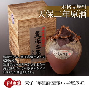 【ふるさと納税】本格麦焼酎!天保二年原酒<甕壷>(42度・5.4L)黒麹仕込み!常圧蒸留仕立ての原酒!【A-62】【姫泉酒造合資会社】