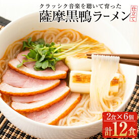 【ふるさと納税】国産！鹿児島県曽於市産の薩摩黒鴨ラーメン(2食入×6個・計12食) ラーメン 麺 さつまいも サツマイモ 黒鴨 鴨肉 低カロリー ヘルシー 国産 常温 常温保存【日本有機】