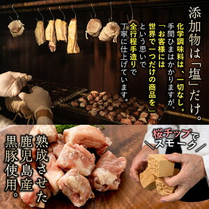 【ふるさと納税】鹿児島県産!鹿児島黒豚と国産鶏の燻製肉セット(計480g)お肉と塩だけ!手作りで体に優しい安心・安全な焼豚やジャーキーの詰め合せ【香り工房てこ】A0-101