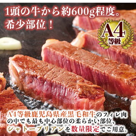【ふるさと納税】【数量限定】A4等級鹿児島県産黒毛和牛!希少な牛肉!シャトーブリアン100g×2(計200g)【財宝】