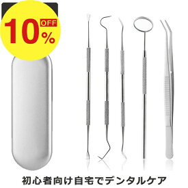 【楽天スーパーSALE】梅雨も夏も楽しむセール ポイント47倍&特別クーポン スケーラー 5点セット デンタルケア ケース付き 男女兼用 歯石取り 歯垢取り ヤニ取り 歯石 プラーク 除去 器具 自宅用 ステンレス製 先極細 デンタルツール