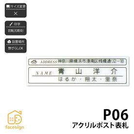 アートマーク 表札 アクリル 戸建 おすすめ シンプル artmark アートマーク 【ポスト表札 P06】おしゃれ ネーム プレート オーダーメイド