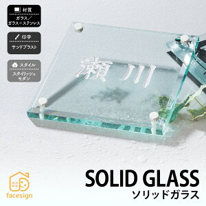 丸三タカギ 表札 ガラス ガラス+ステンレス 戸建 おすすめ モダン 丸三タカギ 【ソリッドガラス】おしゃれ ネーム プレート オーダーメイド