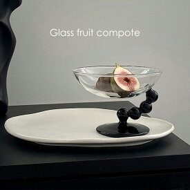 【 再販 】コンポート 皿 ガラス ガラスコンポート アクセサリートレイ カクテルグラス デザート オブジェ 北欧 おしゃれ かわいい エレガント 可愛い カフェ スイーツ盛り付け 台付き お皿 菓子皿 マカロン 小さめ ミニサイズ 卓上 トレー 雑貨 容器 モダン