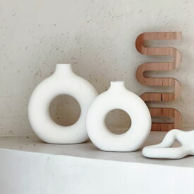 【 再販 】オブジェ 置物 花瓶 フラワーベース 大きい 一輪挿し 韓国雑貨 北欧 インテリア 陶器 白 ホワイト おしゃれ フラワースタンド フラワーポット 観葉植物 インテリア雑貨 玄関 リビング 和室 雑貨 ｜ ホワイト ｜2サイズ｜