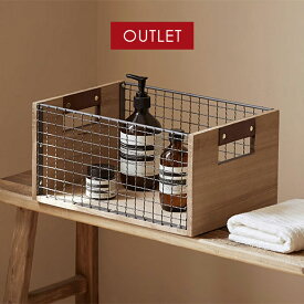 【 アウトレット品 】 訳あり！ かご バスケット 収納 収納ボックス 持ち手付き インナーボックス 籠 木製 ウッド 韓国雑貨 韓国インテリア 北欧 おしゃれ オブジェ 持ち手 ワイヤーバスケット ワイヤー アイアン