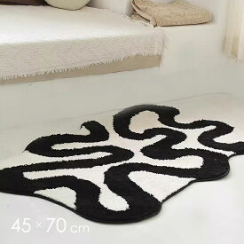 ラグ ラグマット 柄 滑り止め ズレない マット 玄関マット 室内 キッチンマット デスクカーペット ベッドサイド 足元 ベッド横 インテリアマット ウォッシャブル 丸洗いOK 洗える モノトーン ＜ モノトーン特集 ＞